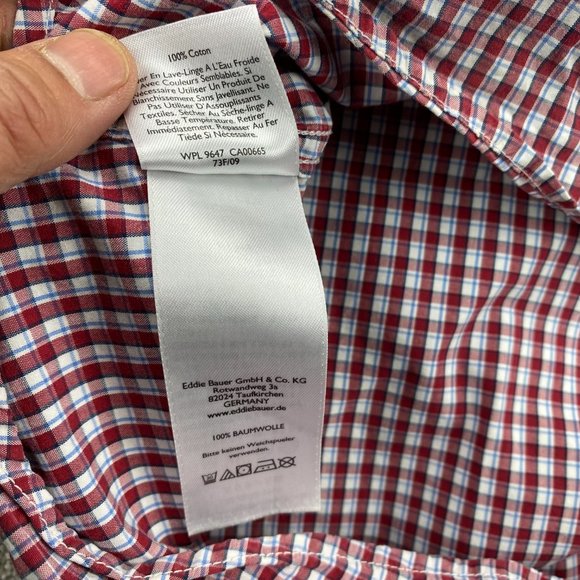 Eddie Bauer Legend Mash Shirt Men XL Red White Checkered Button Down w/ DEFECTS - Picture 7 of 12